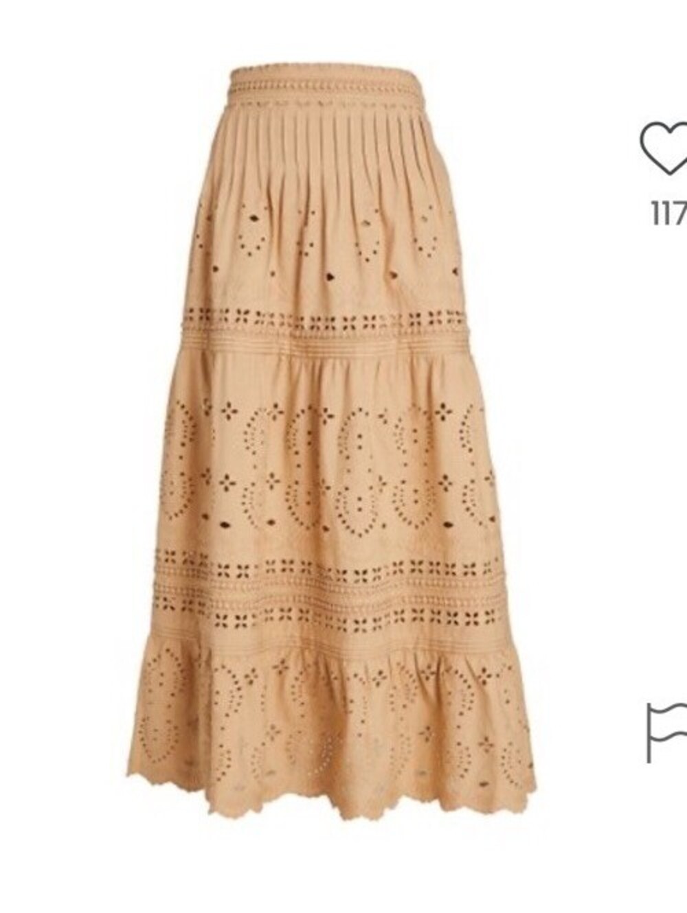 INTERMIX Zadie Organic Cotton Tan Bohemian Embroidered Maxi Skirt Size 2 $268